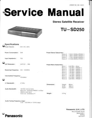 TU-SD250 service manual