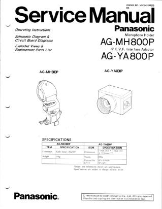 AG-MH800 AG-YA800 service manual