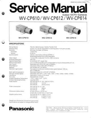 WV-CP610 WV-CP612 WV-CP614 service manual