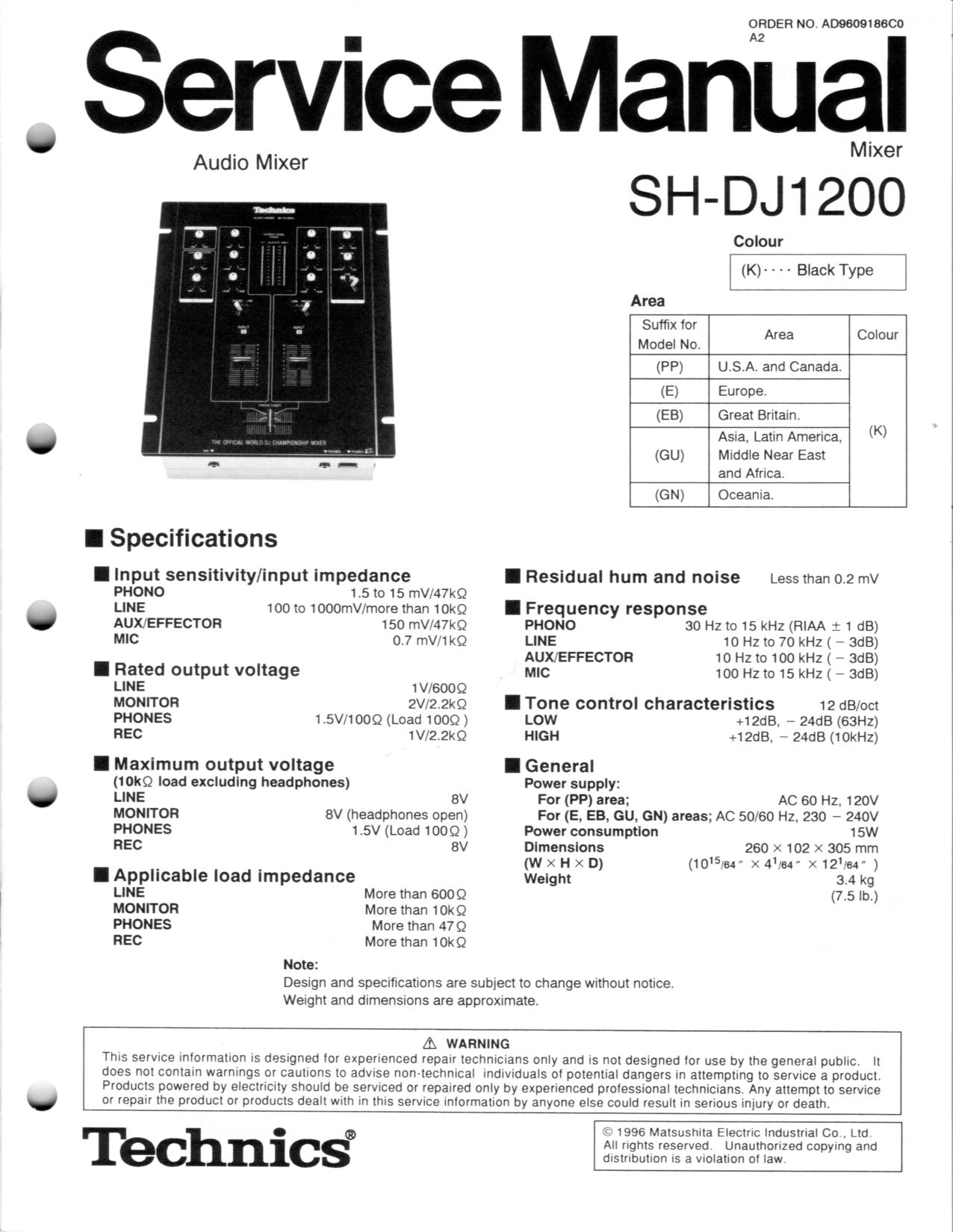 SH-DJ1200 service manual and diagrams