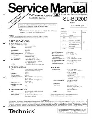 SL-BD20D service manual