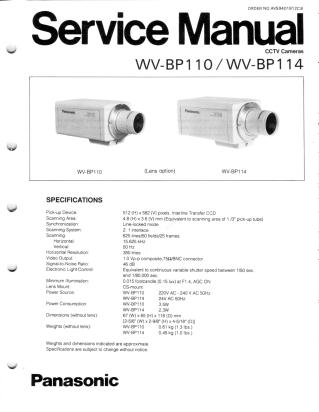 WV-BP110 WV-BP114 service manual - Click Image to Close