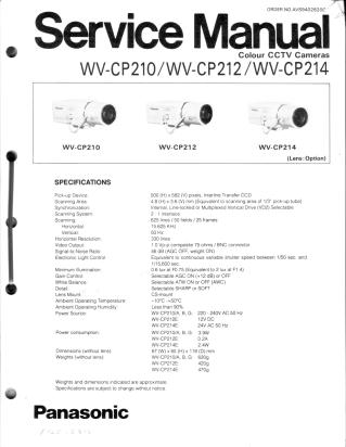 WV-CP210 WV-CP212 WV-CP214 service manual