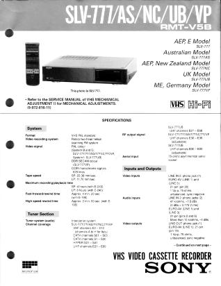 SLV-777 RMT-V5B service manual