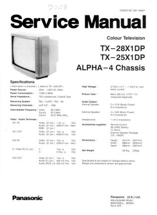 TX-25X1DP TX-28X1DP service manual
