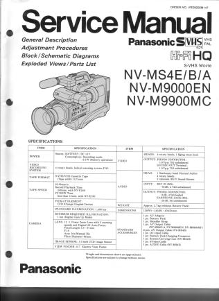 NV-MS4 NV-M9000 NV-M9900 service manual