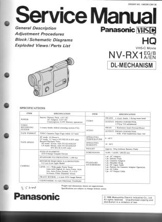 NV-RX1 service manual