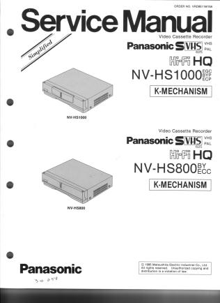 NV-HS1000 NV-HS800 service manual