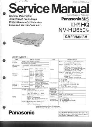 NV-HD650 service manual