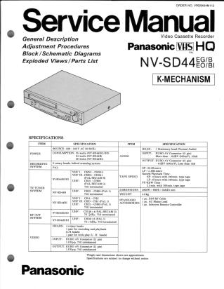 NV-SD44 service manual