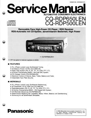 CQ-RDP500 CQ-RDP650 service manual