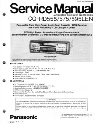 CQ-RD555 CQ-RD575 CQ-RD595 service manual