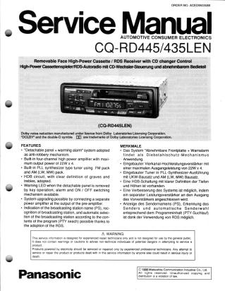 CQ-RD435 CQ-RD445 service manual