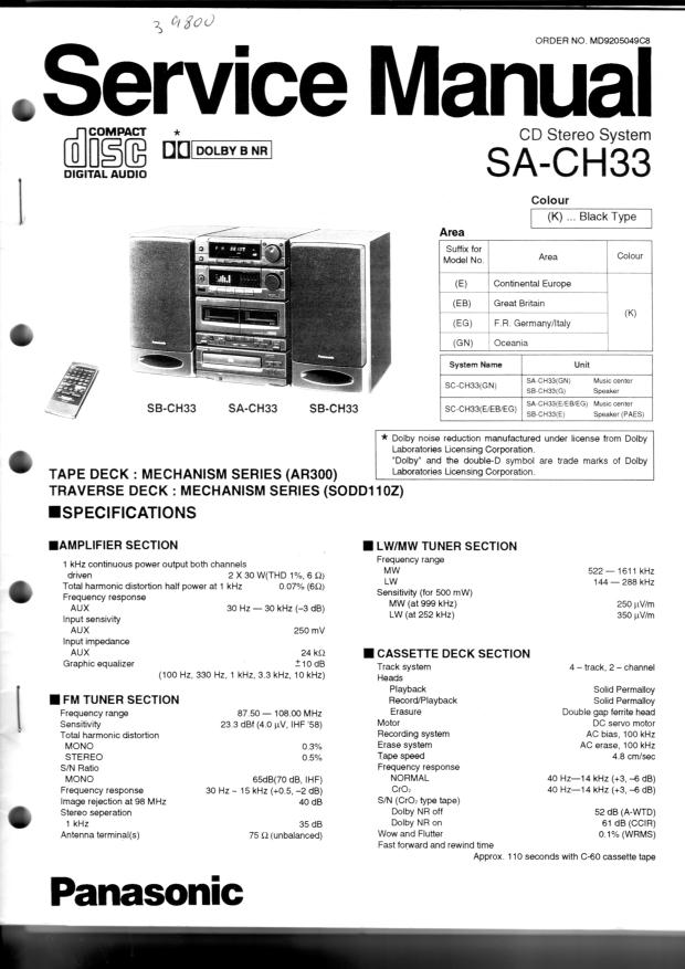 SA-CH33 service manual